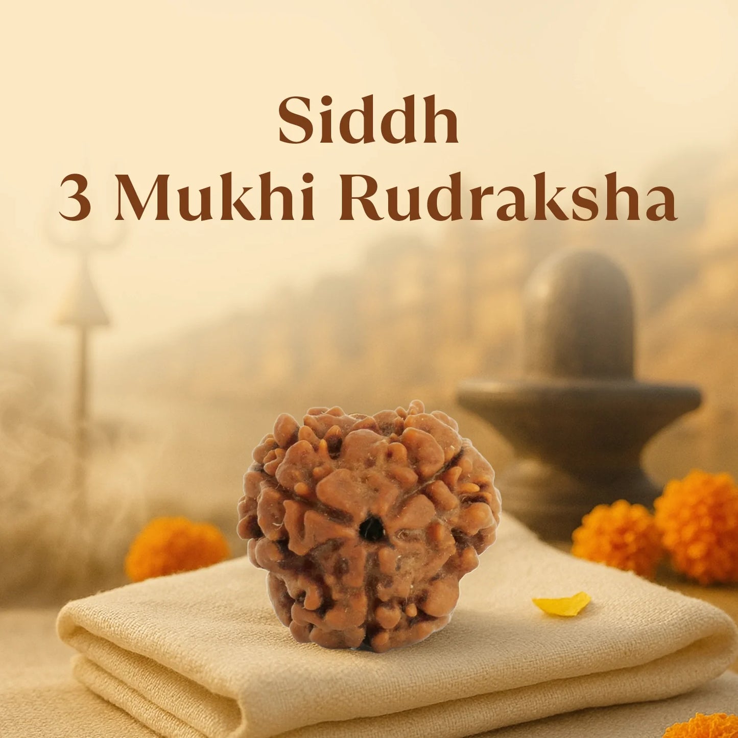 Kashi Siddh Nepal Origin 3 Mukhi Rudraksha - 18mm - 22mm