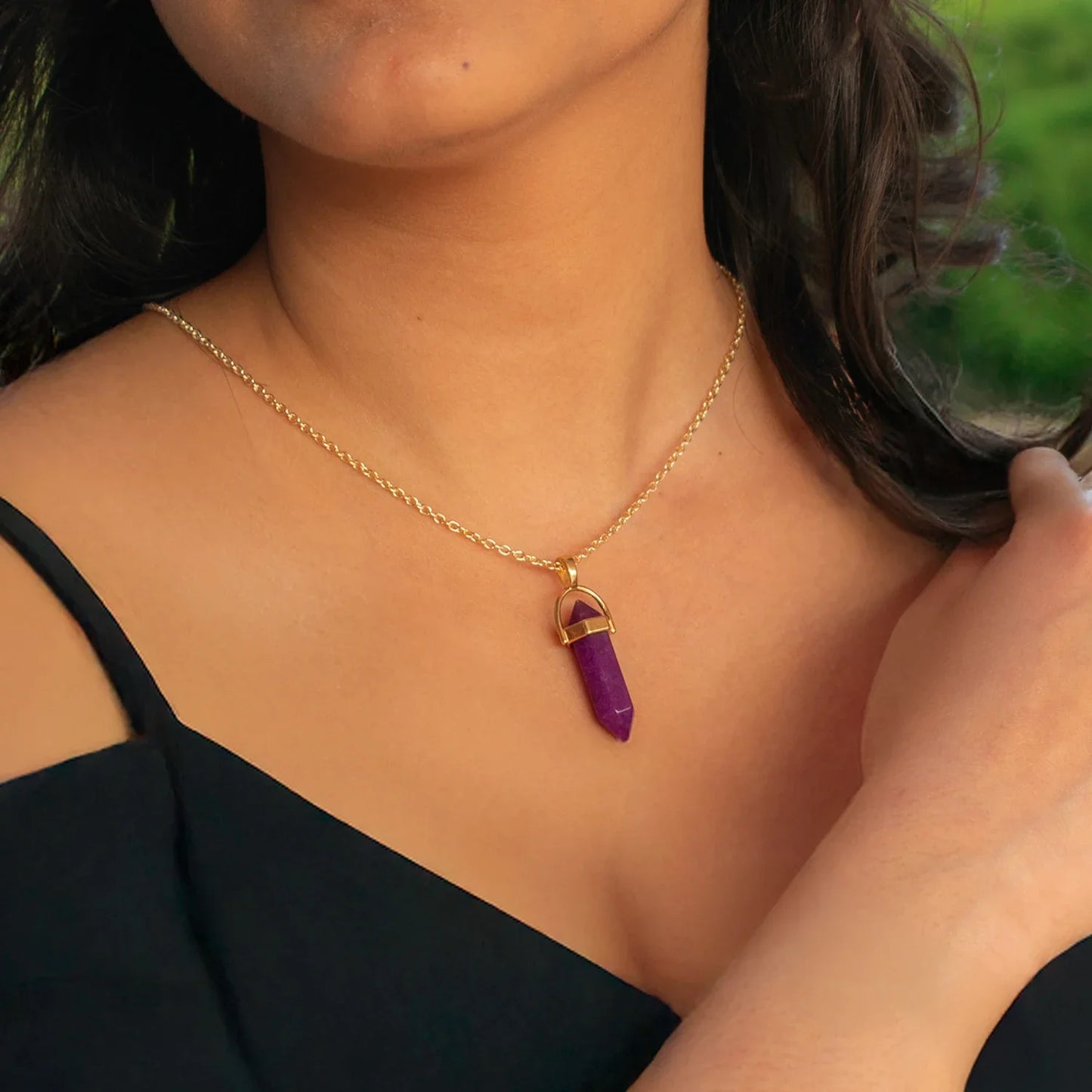 Aquarius Amethyst Pencil Pendant with Chain