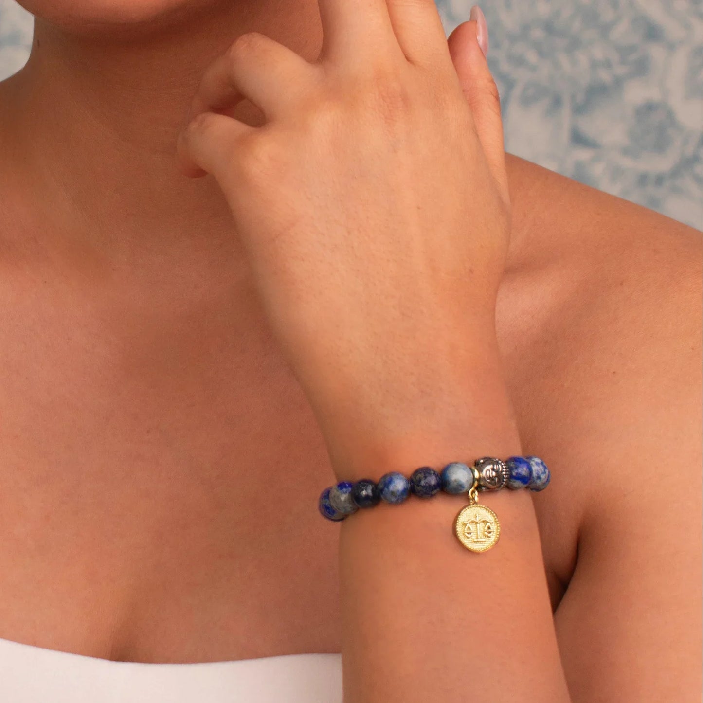 Libra Lapis Lazuli Bracelet with Charm
