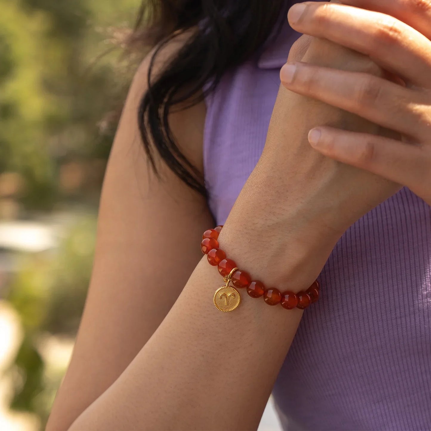 Aries Carnelian Bracelet with Charm