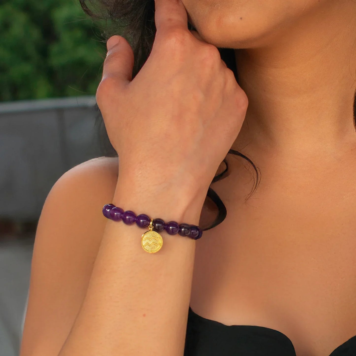 Aquarius Amethyst Bracelet with Charm