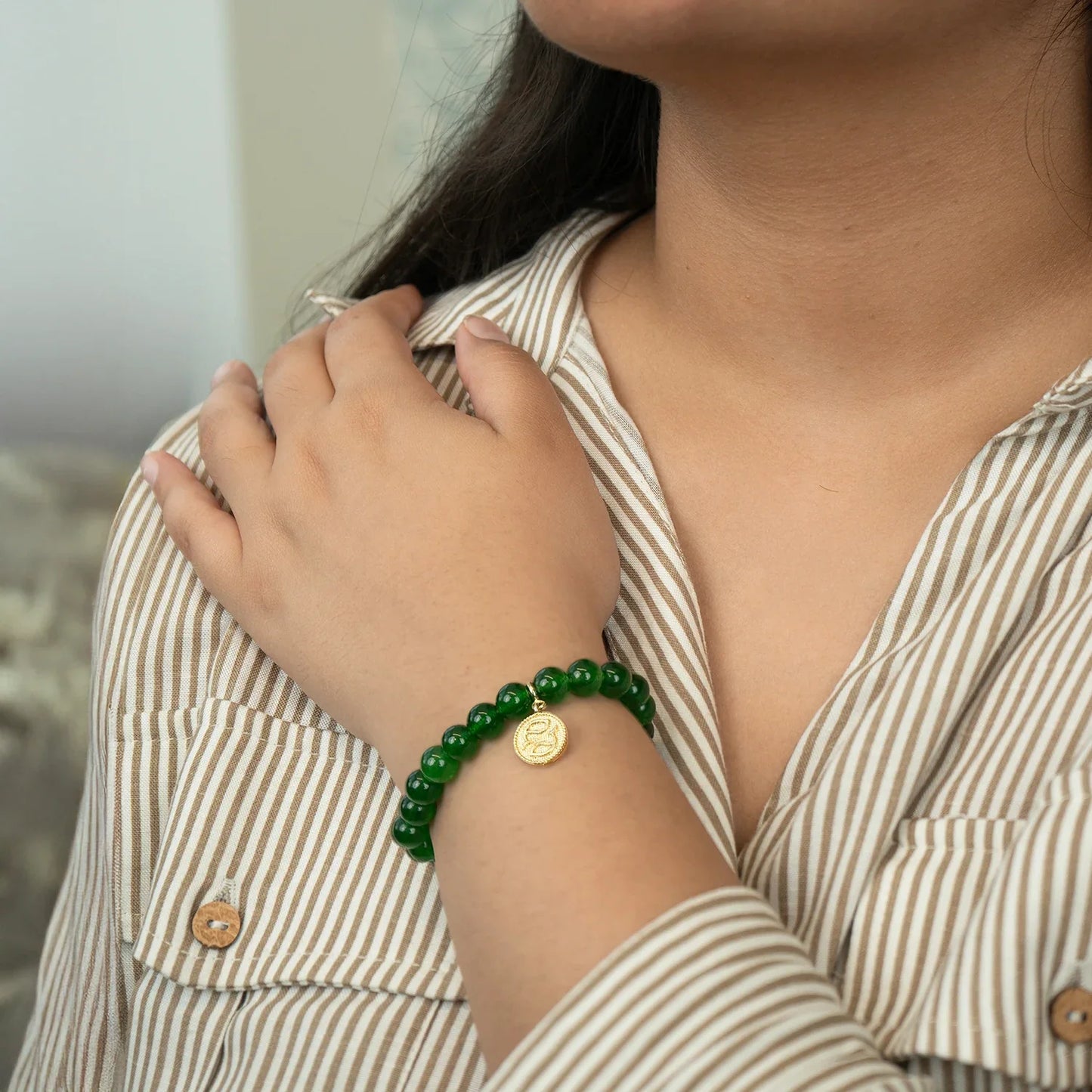 Pisces Green Jade Bracelet with Charm