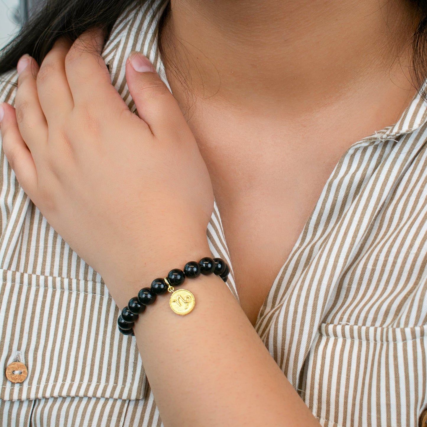 Capricorn Black Tourmaline Bracelet with Charm