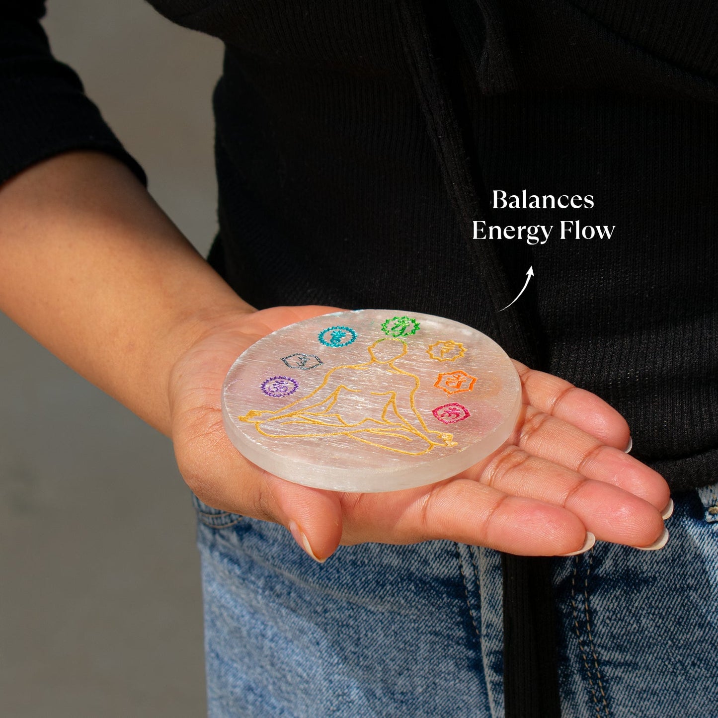 7 Chakra Selenite Plate