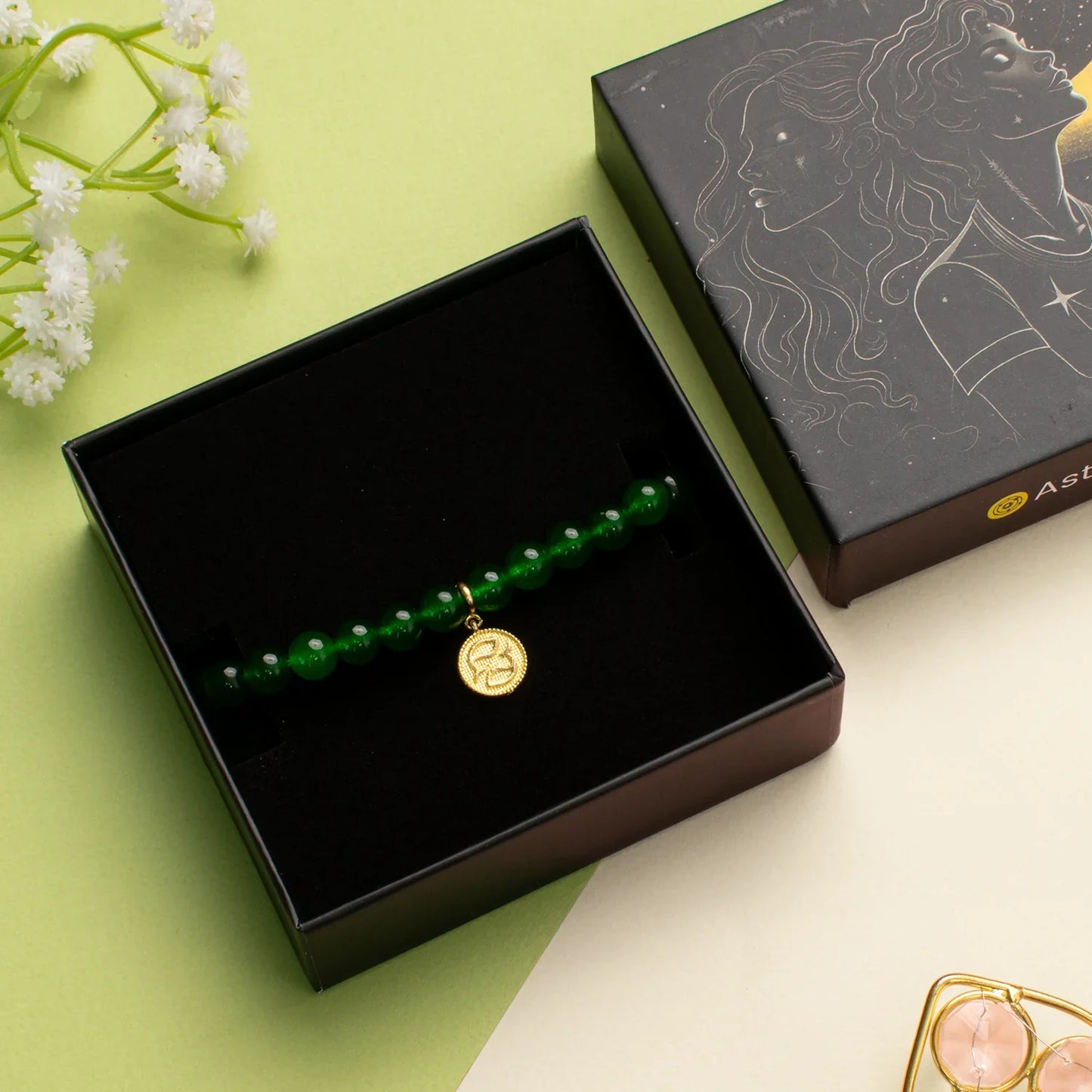 Pisces Green Jade Bracelet with Charm