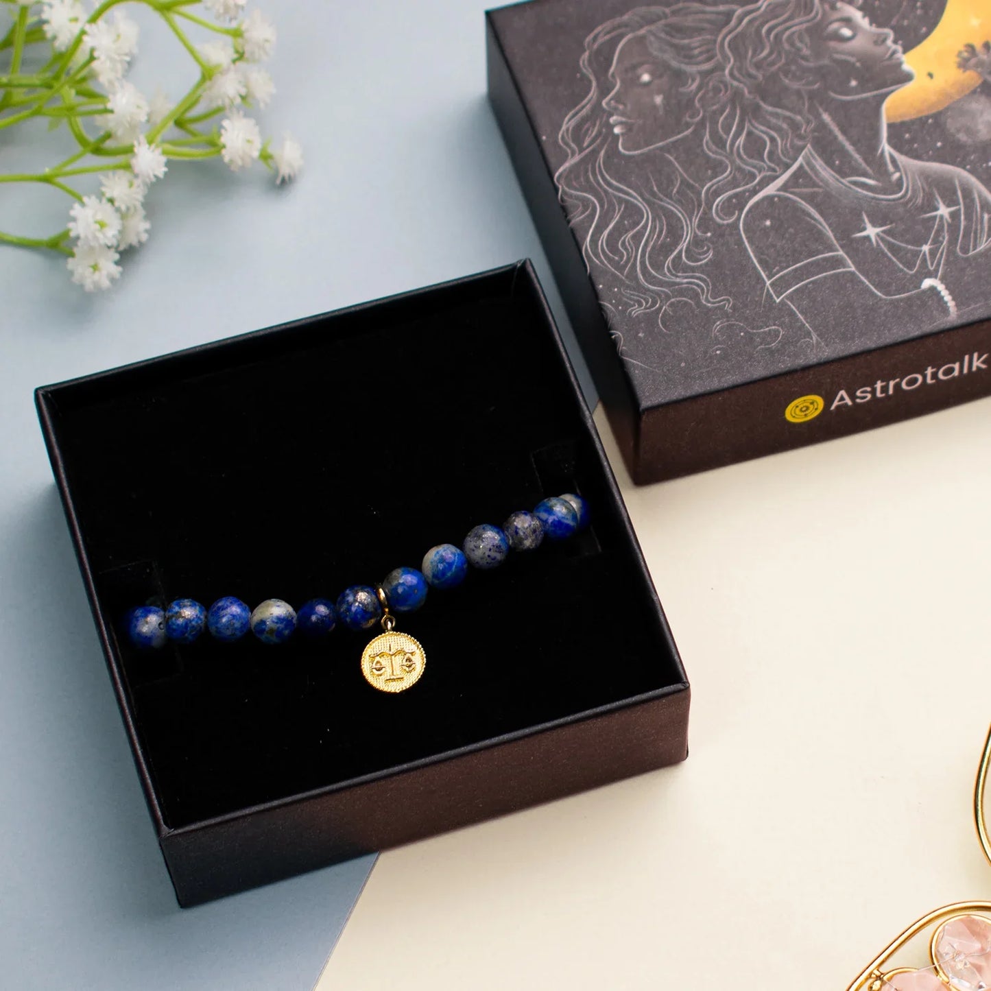 Libra Lapis Lazuli Bracelet with Charm