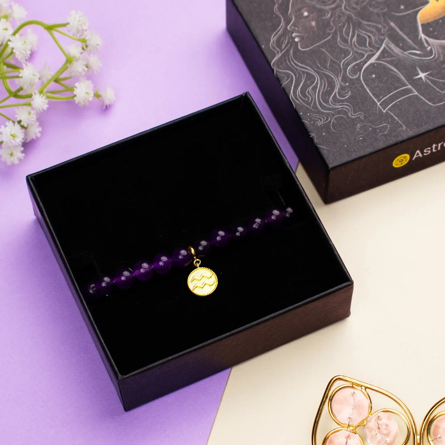 Aquarius Amethyst Bracelet with Charm