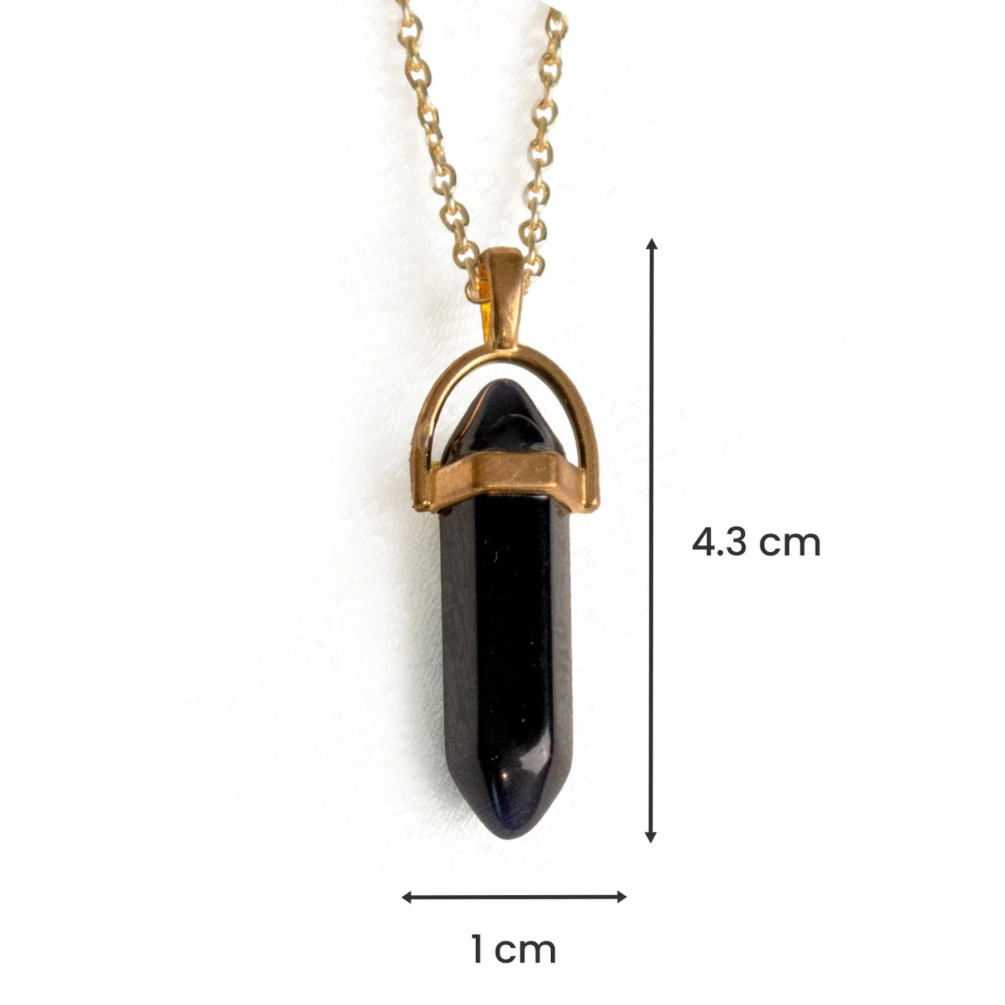Capricorn Black Tourmaline Pencil Pendant with Chain