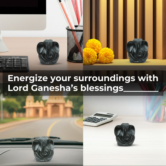 Pyrite Ganesh Ji Idol with a FREE Selenite Plate