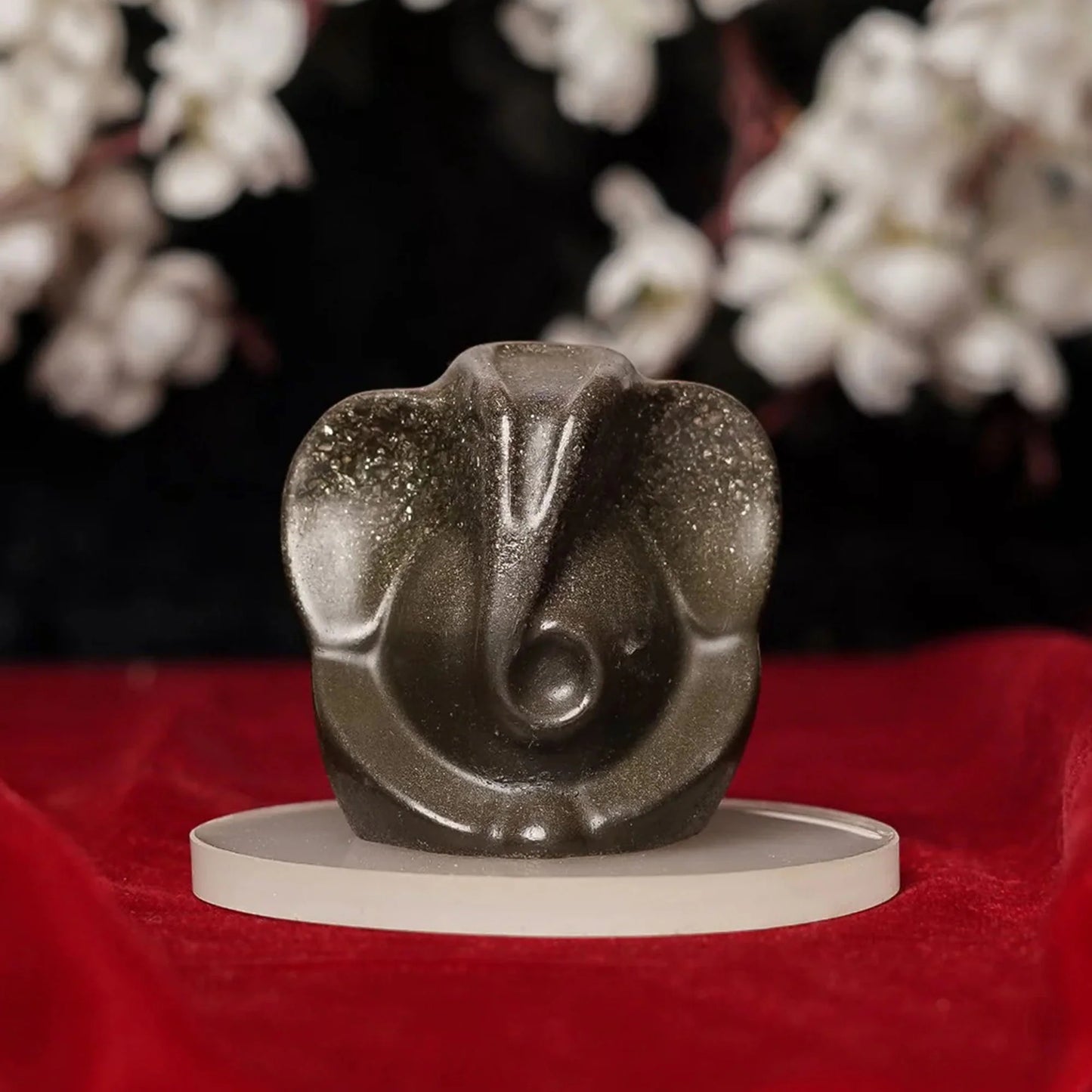 Pyrite Ganesh Ji Idol with a FREE Selenite Plate