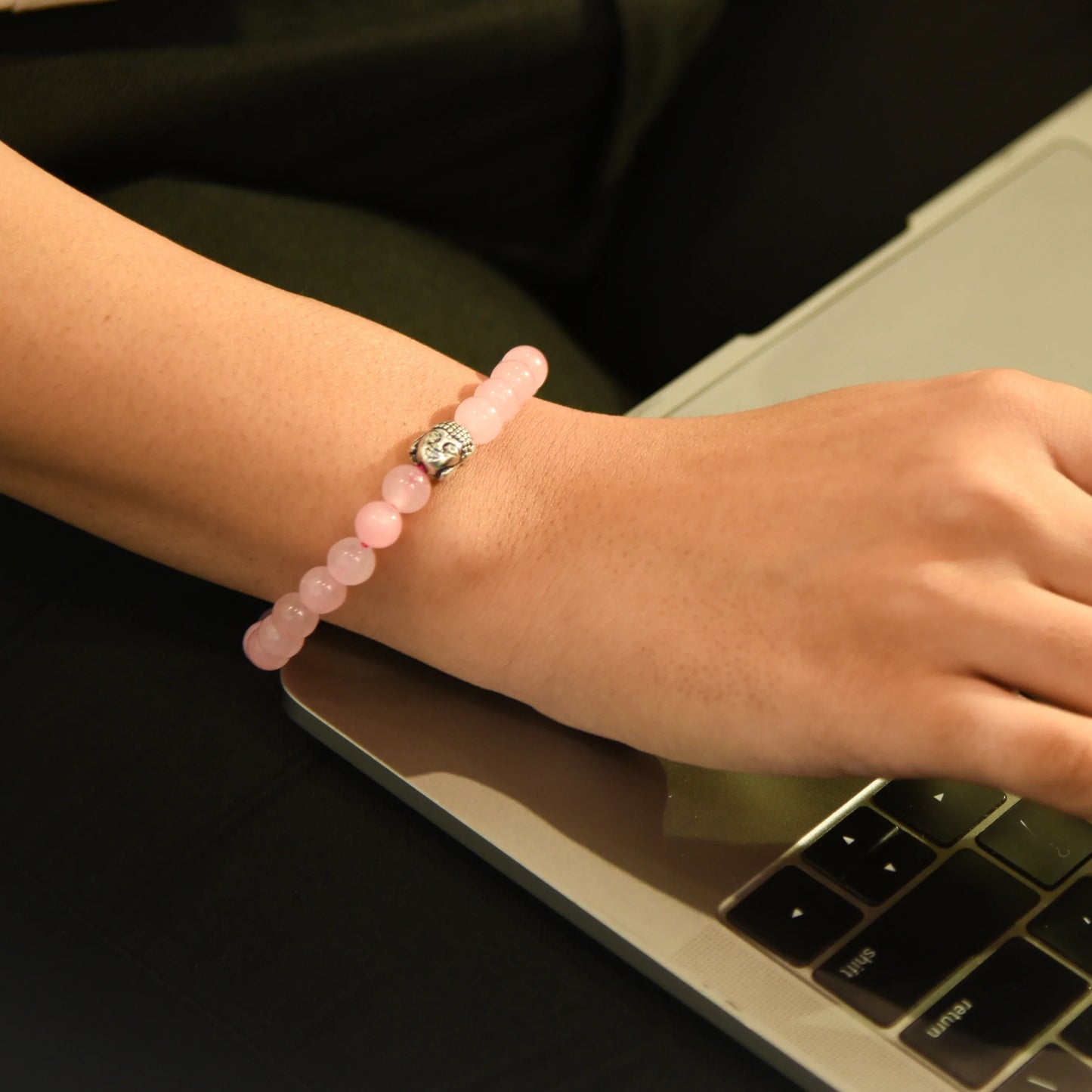 Rose Quartz Bracelet with Buddha Small