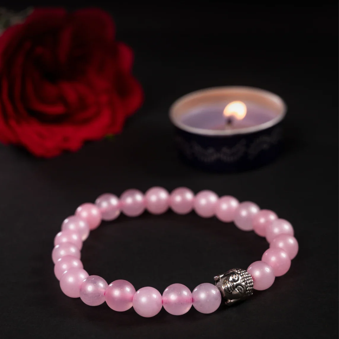 Rose Quartz Bracelet with Buddha Small