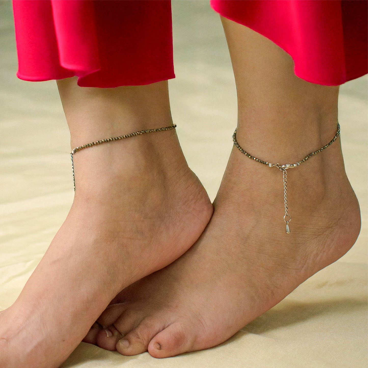 Raw Pyrite Anklet Set Of 2