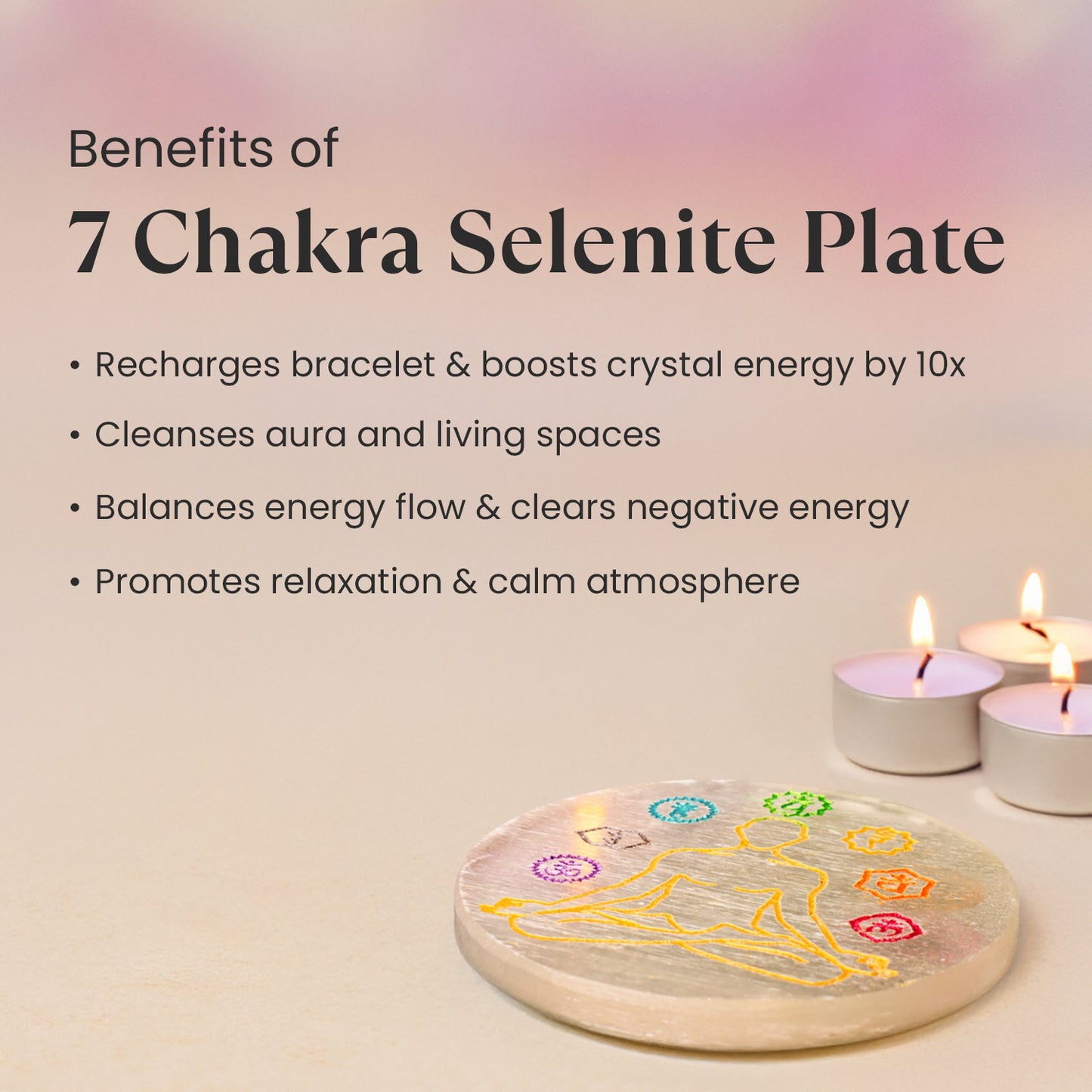 7 Chakra Selenite Plate
