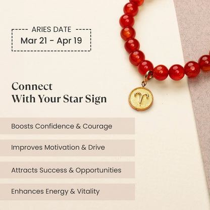 Aries Carnelian Bracelet with Charm