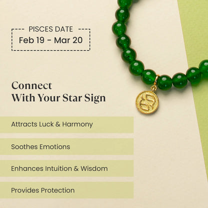 Pisces Green Jade Bracelet with Charm