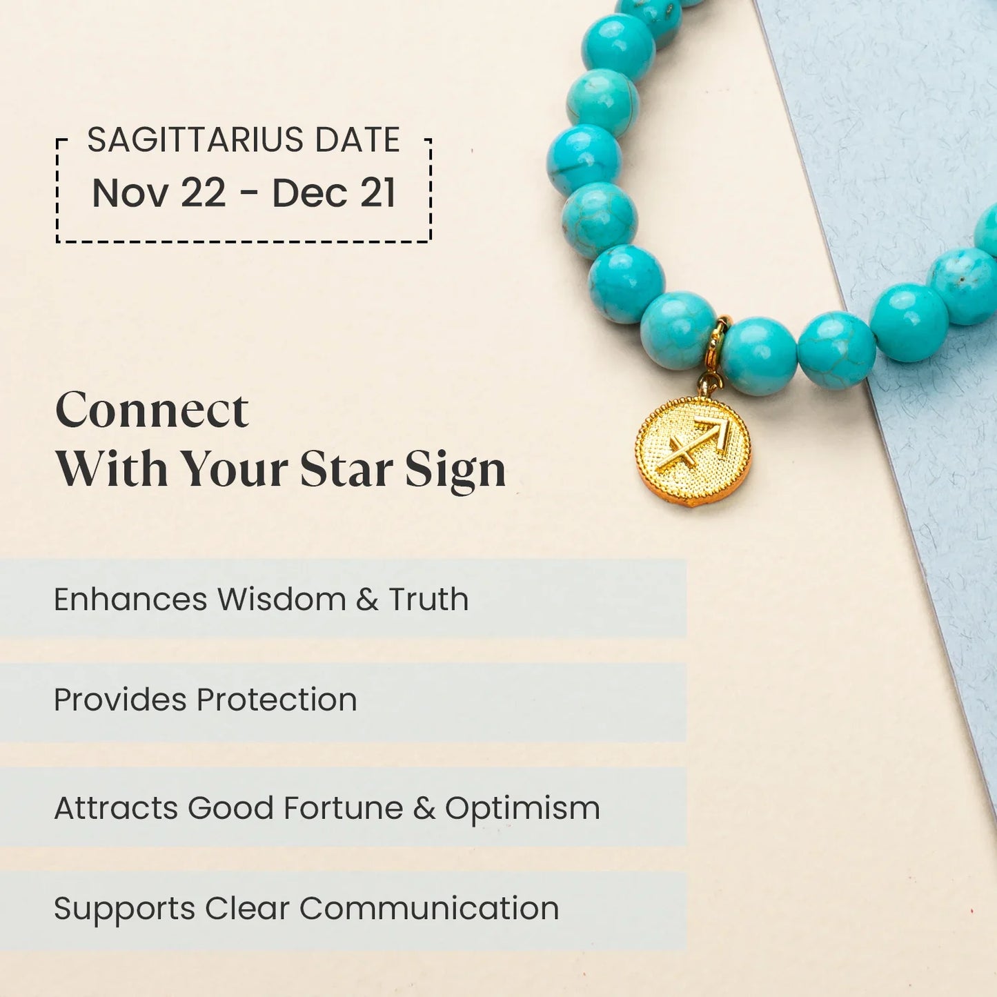 Sagittarius Turquoise Bracelet with Charm