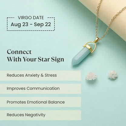 Virgo Amazonite Pencil Pendant with Chain