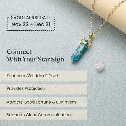 Sagittarius Turquoise Pencil Pendant with Chain