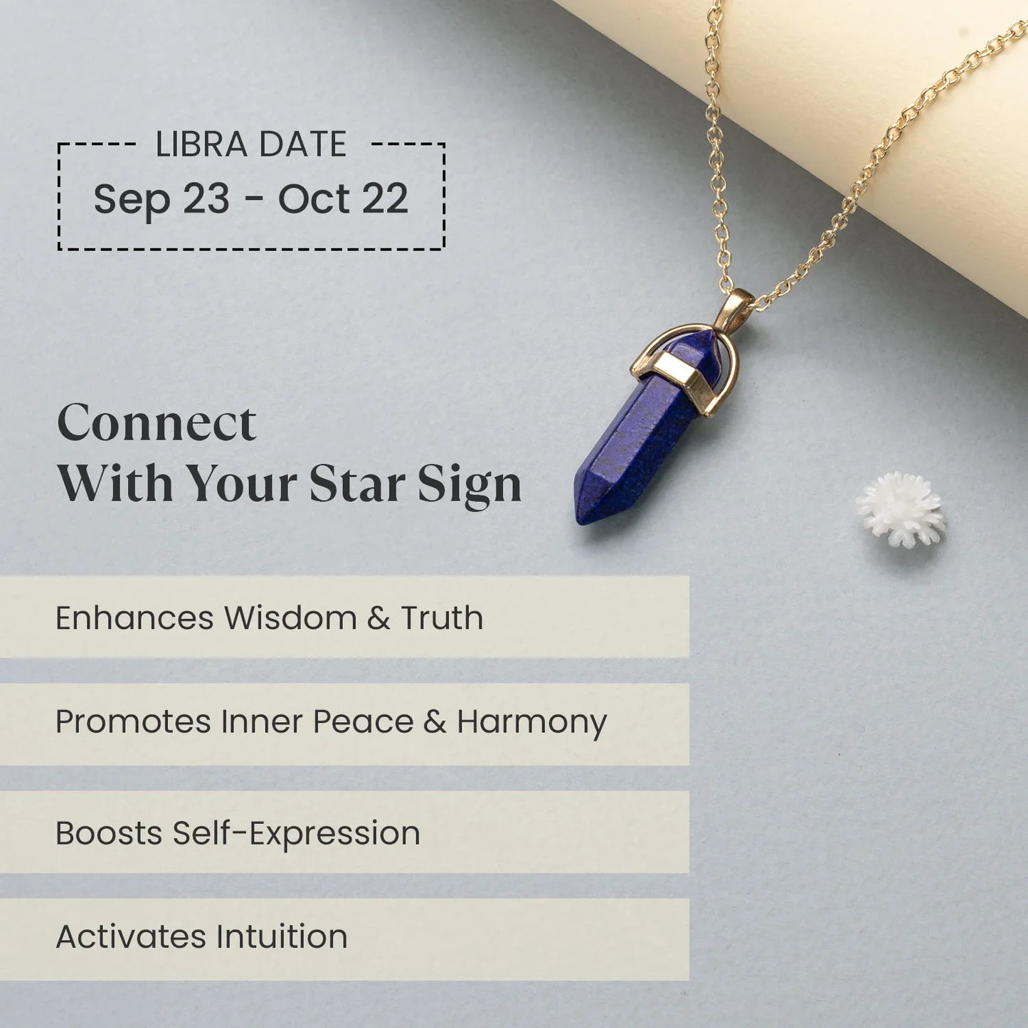 Libra Lapis Lazuli Pencil Pendant with Chain