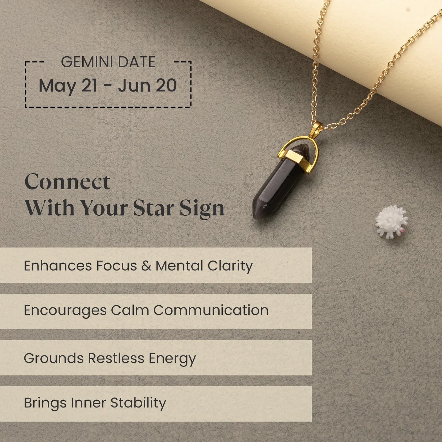 Gemini Agate Pencil Pendant with Chain