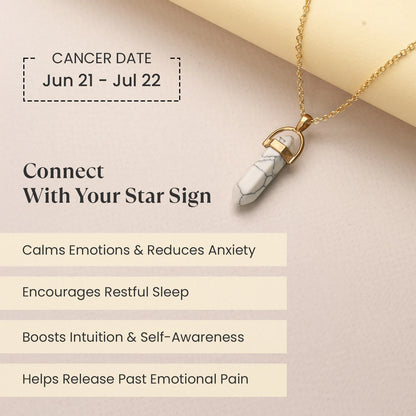 Cancer Howlite Pencil Pendant with Chain