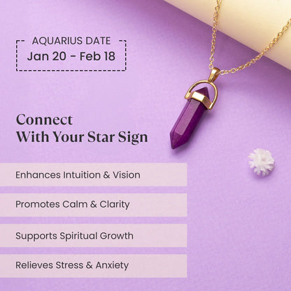 Aquarius Amethyst Pencil Pendant with Chain