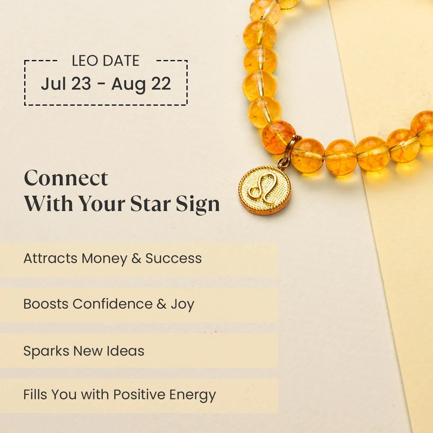 Leo Citrine Bracelet with Charm
