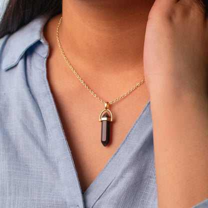 Scorpio Obsidian Pencil Pendant with Chain