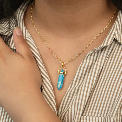 Sagittarius Turquoise Pencil Pendant with Chain