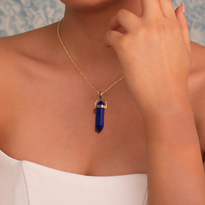 Libra Lapis Lazuli Pencil Pendant with Chain