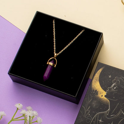 Aquarius Amethyst Pencil Pendant with Chain