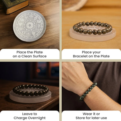 Pyrite Sampanta Combo with Raw Pyrite Bracelet and Selenite Plate