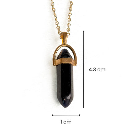 Capricorn Black Tourmaline Pencil Pendant with Chain