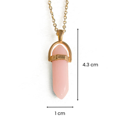 Taurus Rose Quartz Pencil Pendant with Chain