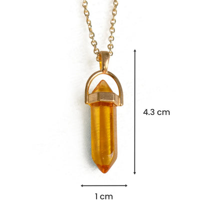 Leo Citrine Pencil Pendant and Chain