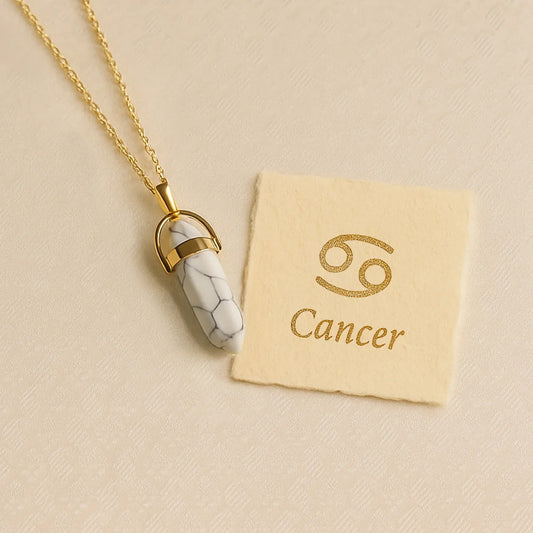 Cancer Howlite Pencil Pendant with Chain