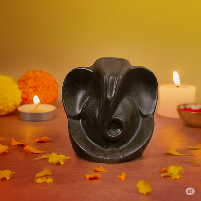 Pyrite Ganesh Ji Idol with a FREE Selenite Plate