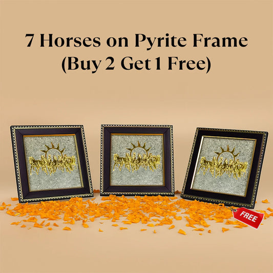 7 Horses on Raw Pyrite Frame (Buy 2 Get 1 FREE)