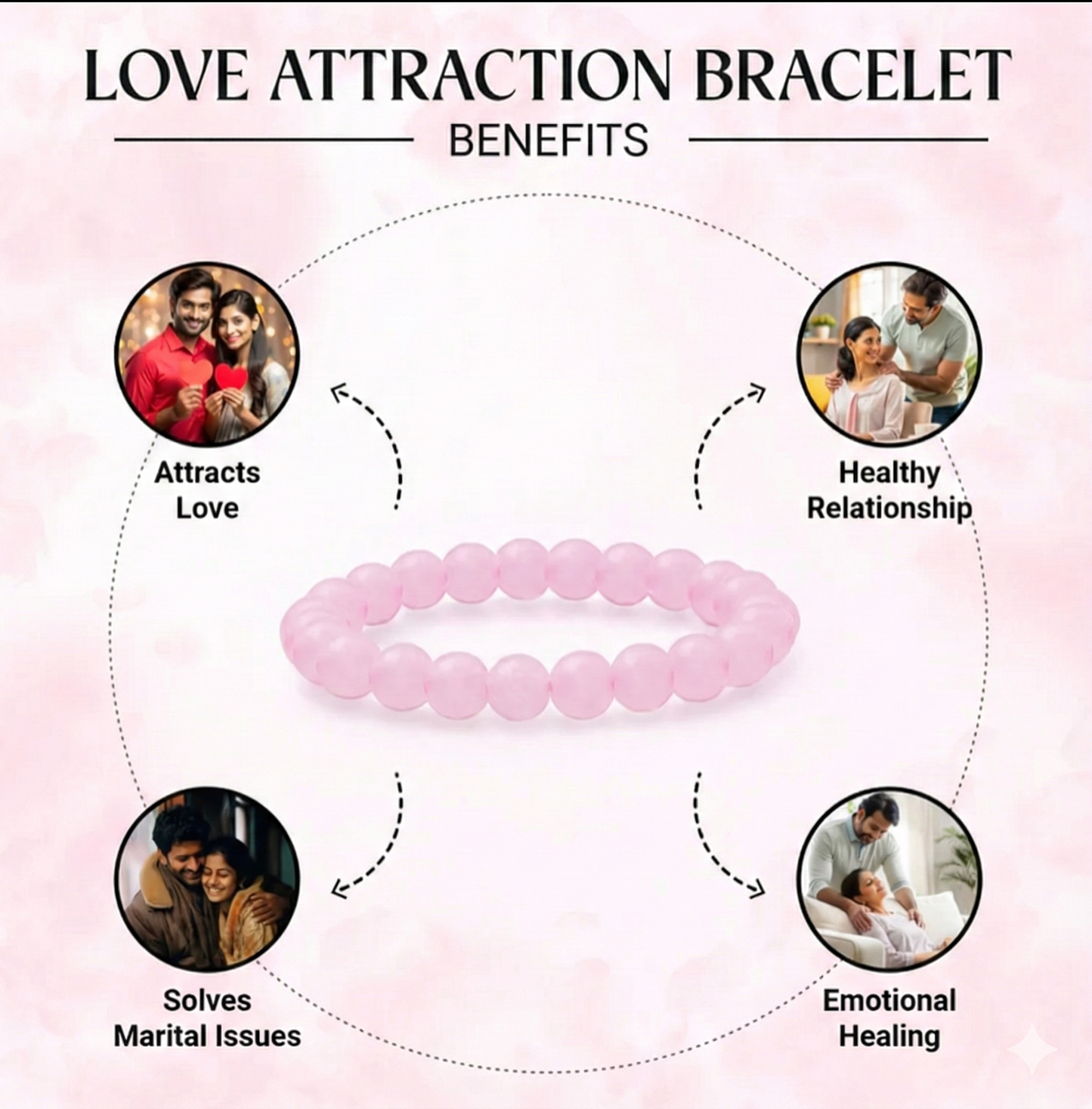 Love Attraction  Bracelet only (Original Rose Quartz)